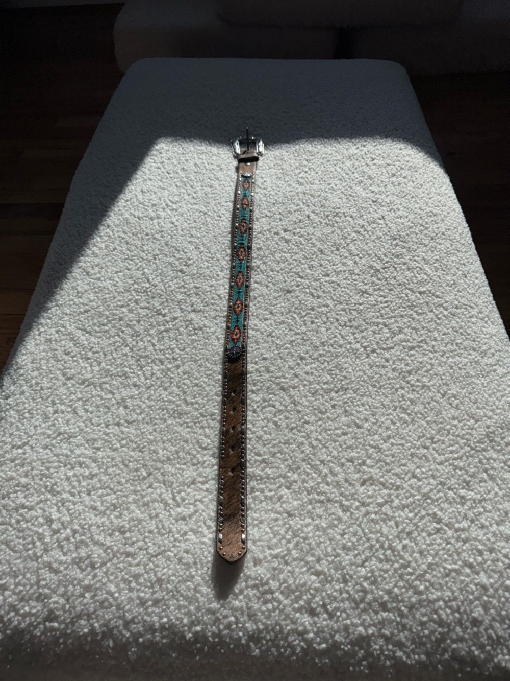 Turquoise & Brown Tooled Leather Belt